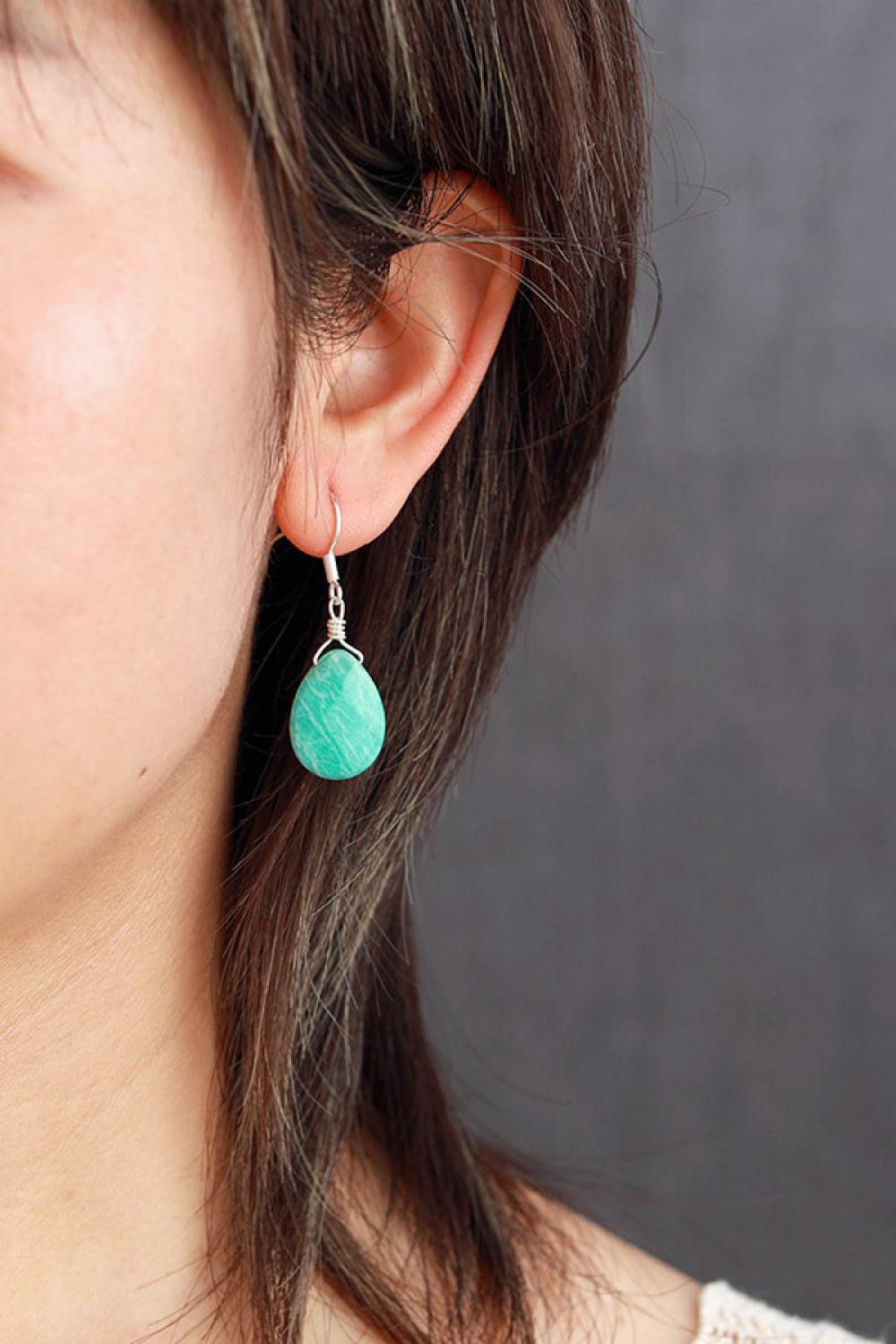 Handmade Natural Stone Teardrop Earrings - Flyclothing LLC