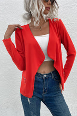 Open Front Zipper Pocket Cardigan - Flyclothing LLC