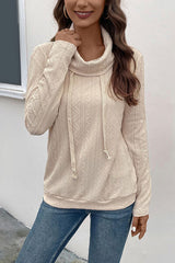 Tied Mock Neck Long Sleeve Knit Top - Flyclothing LLC