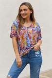 Be Stage Full Size Printed Dolman Flowy Top - Trendsi