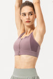 Zip-Up Round Neck Sports Bra - Flyclothing LLC