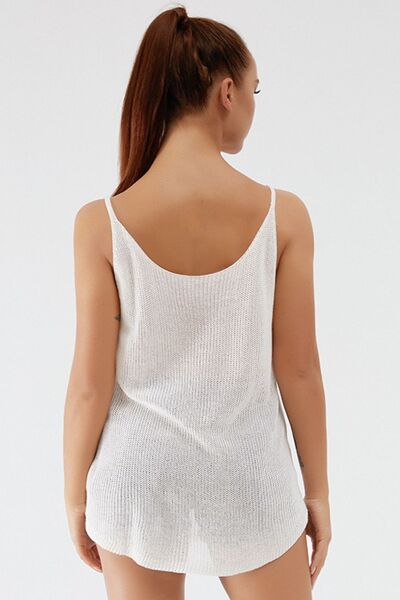 Scoop Neck Spaghetti Strap Knit Cami - Flyclothing LLC