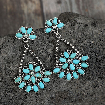 Artificial Turquoise Teardrop Earrings - Flyclothing LLC