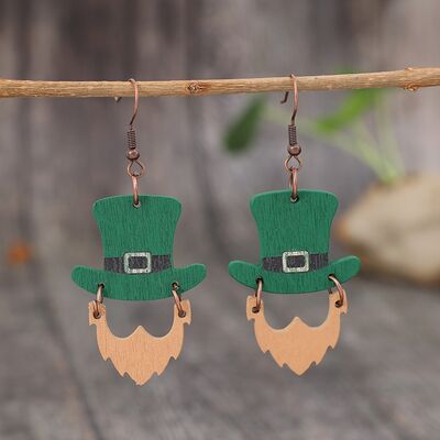 Wooden Hat Shape Dangle Earrings - Flyclothing LLC