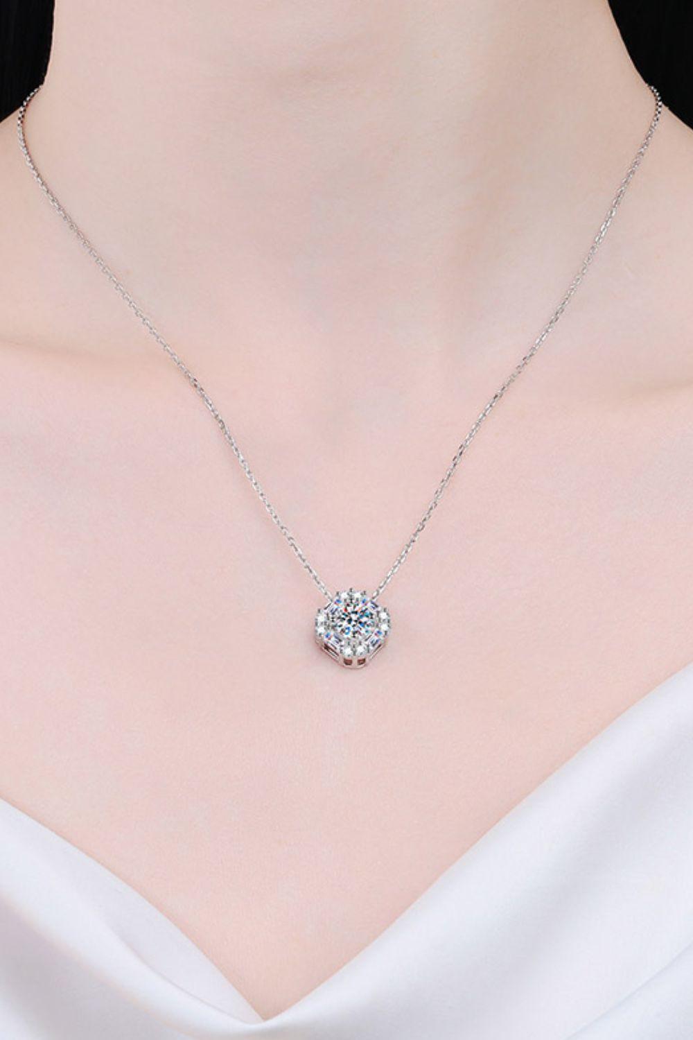 Geometric Moissanite Pendant Chain Necklace - Flyclothing LLC