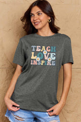 Simply Love Full Size TEACH LOVE INSPIRE Graphic Cotton T-Shirt - Flyclothing LLC