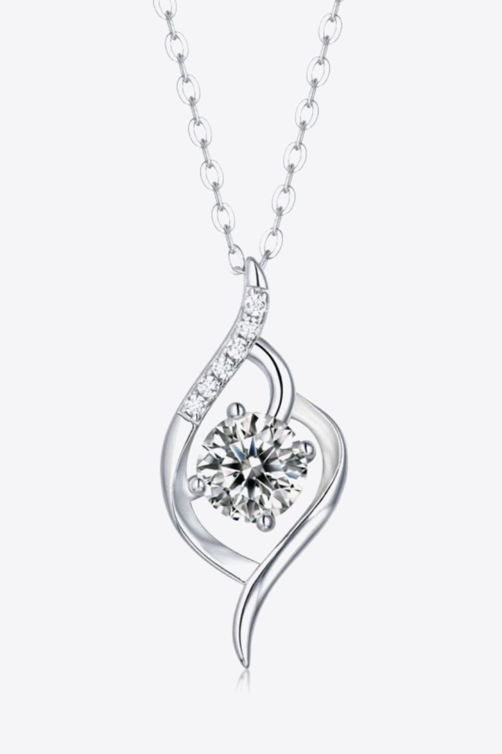 Platinum-Plated 1 Carat Moissanite Pendant Necklace - Flyclothing LLC