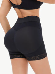 Full Size Zip-Up Lace Trim Shaping Shorts - Trendsi