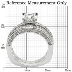 Alamode Rhodium Brass Ring with AAA Grade CZ in Clear - Flyclothing LLC