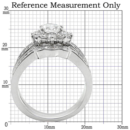 Alamode Rhodium Brass Ring with AAA Grade CZ in Clear - Flyclothing LLC