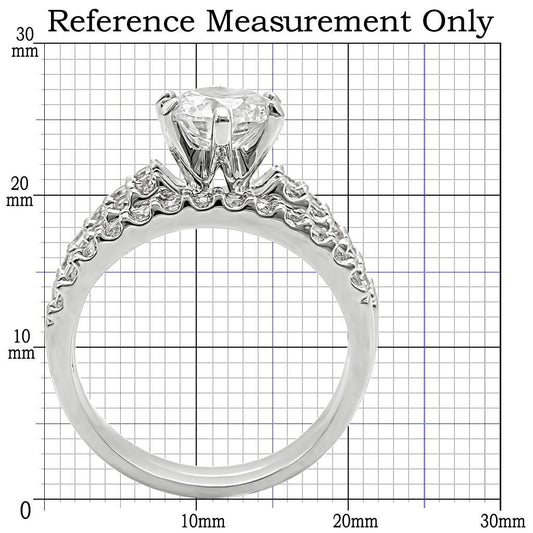 Alamode Rhodium Brass Ring with AAA Grade CZ in Clear - Flyclothing LLC