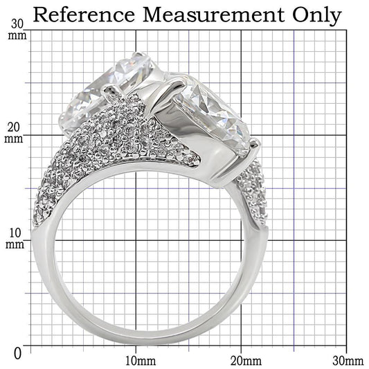 Alamode Rhodium Brass Ring with AAA Grade CZ in Clear - Flyclothing LLC