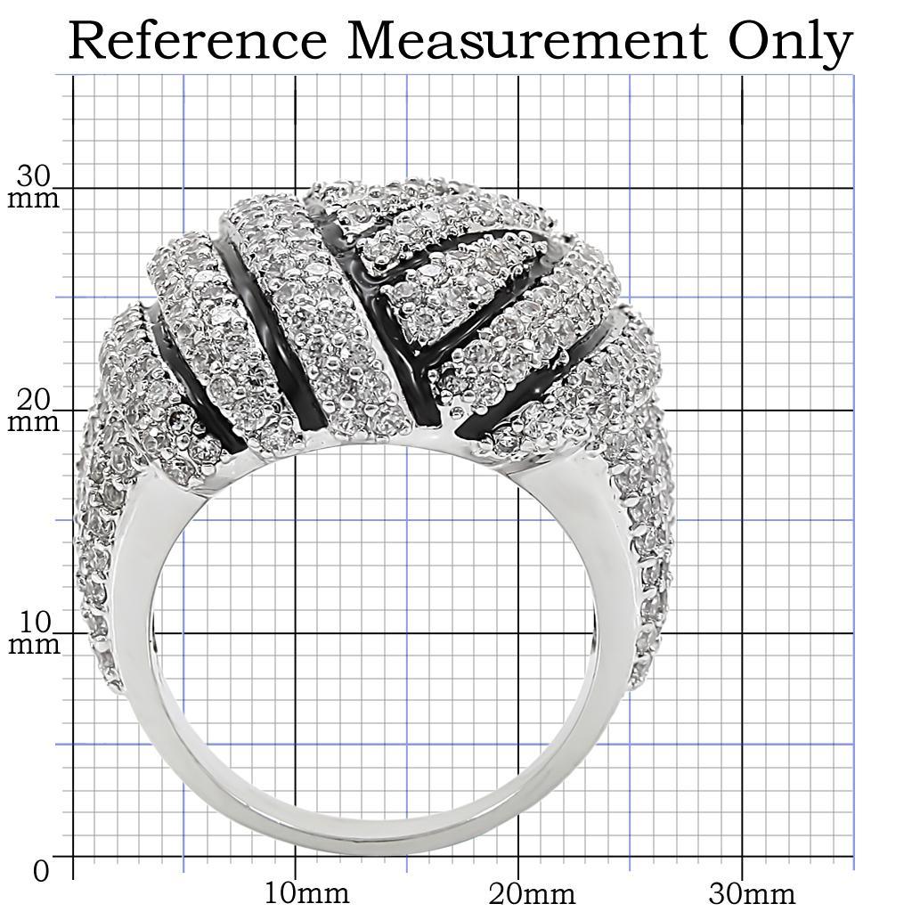 Alamode Rhodium Brass Ring with AAA Grade CZ in Clear - Flyclothing LLC