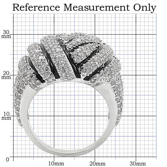 Alamode Rhodium Brass Ring with AAA Grade CZ in Clear - Flyclothing LLC