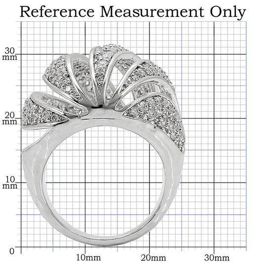 Alamode Rhodium Brass Ring with AAA Grade CZ in Clear - Flyclothing LLC