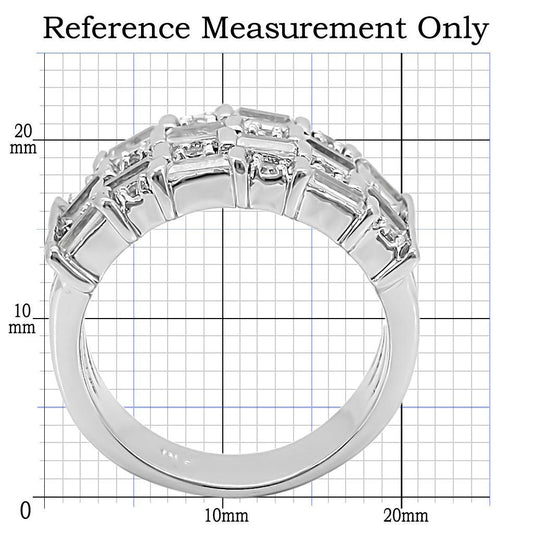 Alamode Rhodium Brass Ring with AAA Grade CZ in Clear - Flyclothing LLC