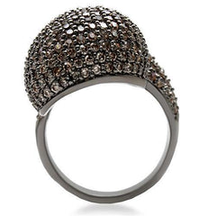 Alamode Ruthenium Brass Ring with AAA Grade CZ in Multi Color - Alamode