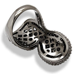 Alamode Ruthenium Brass Ring with AAA Grade CZ in Multi Color - Alamode