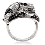 Alamode Rhodium + Ruthenium Brass Ring with AAA Grade CZ in Black Diamond - Flyclothing LLC