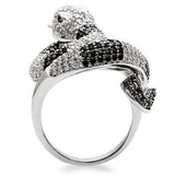 Alamode Rhodium + Ruthenium Brass Ring with AAA Grade CZ in Black Diamond - Flyclothing LLC