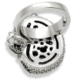 Alamode Rhodium + Ruthenium Brass Ring with AAA Grade CZ in Black Diamond - Flyclothing LLC