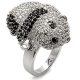 Alamode Rhodium + Ruthenium Brass Ring with AAA Grade CZ in Black Diamond - Flyclothing LLC