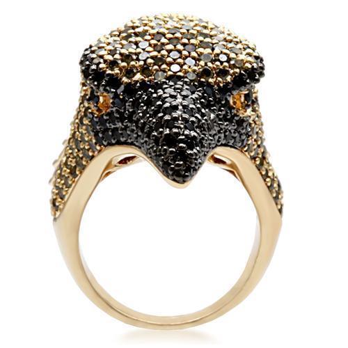 Alamode Gold+Ruthenium Brass Ring with AAA Grade CZ in Multi Color - Flyclothing LLC