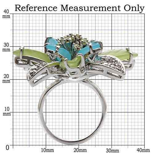 Alamode Rhodium Brass Ring with Synthetic Synthetic Glass in Multi Color - Alamode