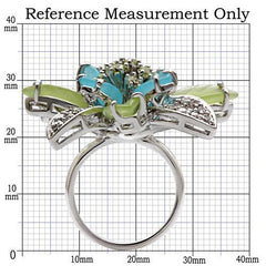 Alamode Rhodium Brass Ring with Synthetic Synthetic Glass in Multi Color - Alamode