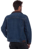 Scully Leather 50% Leather Denim Men's Jean Jacket - Flyclothing LLC