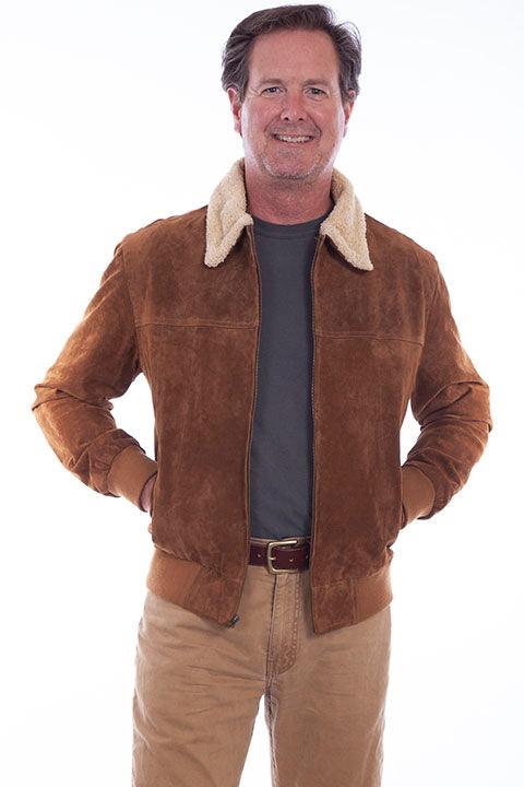 Scully Leather 100% Leather Cafe Brown Men's Zip Front Jacket - Flyclothing LLC