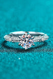 925 Sterling Silver Inlaid Moissanite 6-Prong Ring - Trendsi