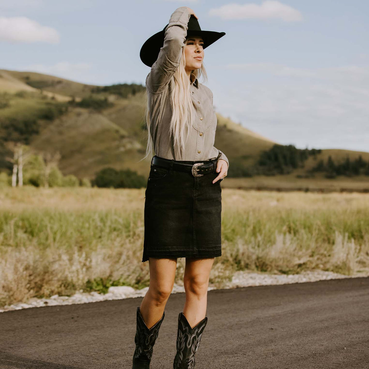 Stetson Black Denim 5-Pocket Skirt