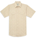 Men's Ely Cattleman Short Sleeve Paisley Print Western Snap Shirt- Blue & Khaki - Flyclothing LLC