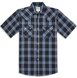 Men's Ely Cattleman Short Sleeve Plaid Western Snap Shirt- Black & Hunter Green