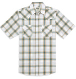 Men's Ely Cattleman Short Sleeve Plaid Western Snap Shirt- Black & Hunter Green - Flyclothing LLC