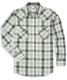 Men's Ely Cattleman Long Sleeve Textured Aztec Plaid Western Snap Shirt-Black & Hunter Green - Flyclothing LLC