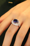 Platinum-Plated Lab-Grown Sapphire Ring - Flyclothing LLC