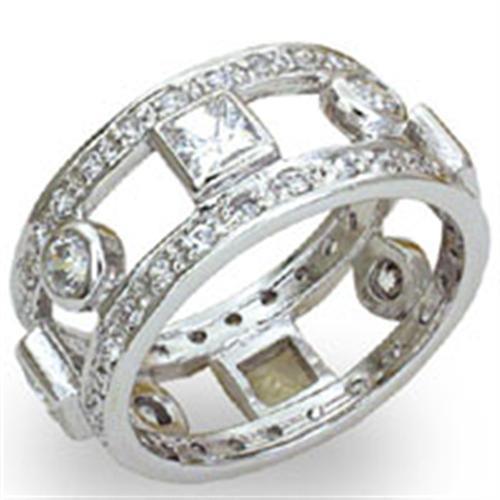 Alamode High-Polished 925 Sterling Silver Ring with AAA Grade CZ in Clear - Alamode