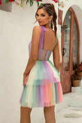 Gradient Tie-Shoulder Layered Dress - Trendsi