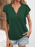 Notched Cap Sleeve T-Shirt - Trendsi