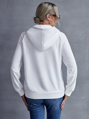 Contrast Stitching Drawstring Raglan Sleeve Hoodie - Flyclothing LLC