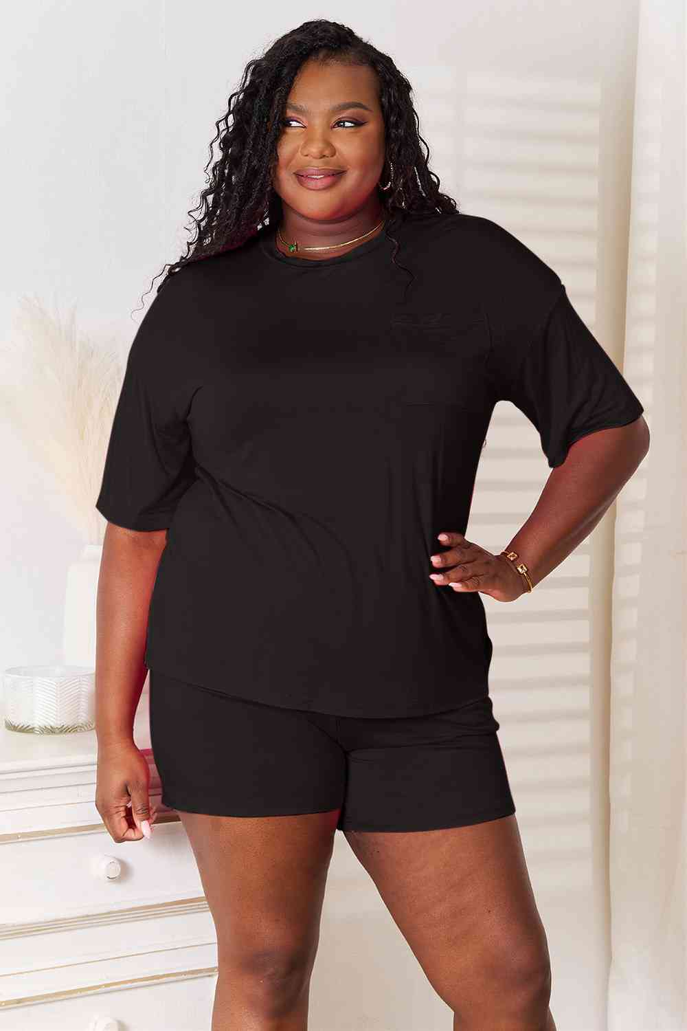 Basic Bae Full Size Soft Rayon Half Sleeve Top and Shorts Set - Flyclothing LLC