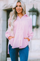 Striped Lantern Sleeve Collared Shirt - Flyclothing LLC