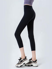 Wide Waistband Cropped Sports Leggings - Flyclothing LLC