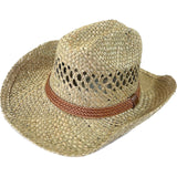 Rockmount Clothing Raffia Straw Western Cowboy Hat with Concho String Band - Rockmount Clothing