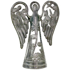 Metal Angel with Nativity Scene (12 inch) - Tree Topper - Croix des Bouquets - Flyclothing LLC