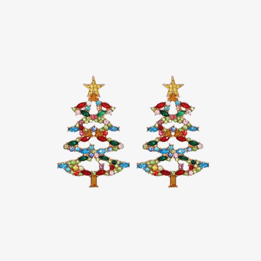 Christmas Tree Rhinestone Alloy Earrings - Flyclothing LLC