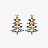 Christmas Tree Rhinestone Alloy Earrings - Flyclothing LLC