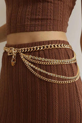 Rhinestone Decor Metal Chain Belt - Flyclothing LLC